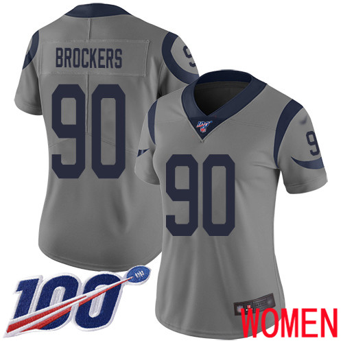 Los Angeles Rams Limited Gray Women Michael Brockers Jersey NFL Football #90 100th Season Inverted Legend->women nfl jersey->Women Jersey